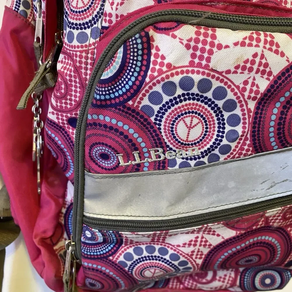 LL Bean Deluxe Book Pack Backpack Pink Swirl Kids School Travel Camping Hike Bag - Picture 9 of 12